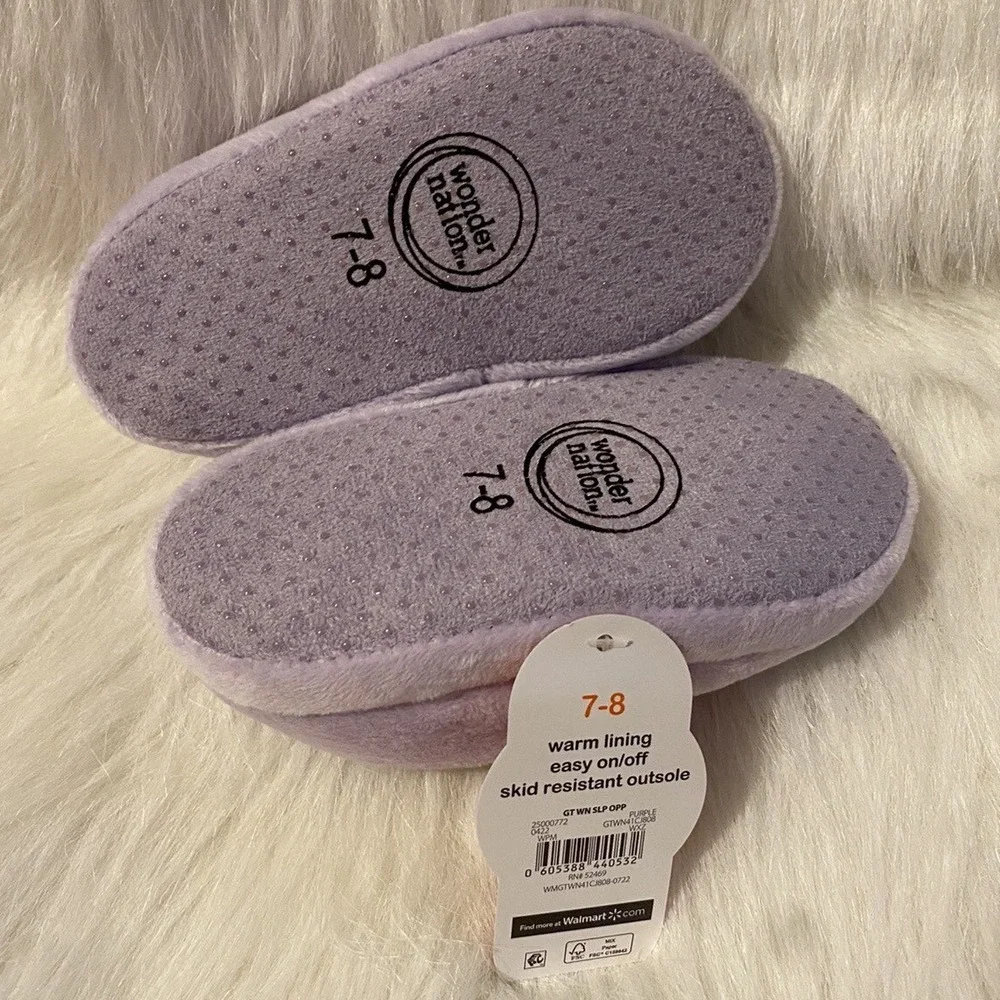 Wonder Nation Dream Big Slippers Girls Size 7-8 Purple Slip On Shoes Lightweight